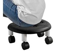 Jlobnyiun Sgabello a rotelle basso con girevole n - blocca istantaneamente i carichi sulla schiena, sedile girevole a 360° per pedicure, casa e spa, pulegge robusta e silenziosa, pelle PU imbottita