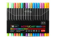 Jlobnyiun Tip Pens - Waterproof Acrylic Marker Stroke, Double-Head Coloring Markers, 24 Multi- Art Supplies, PP Material, Case Drawing Kit, Precise Creative High Opacity Strokes | for Wood Stone
