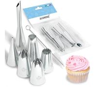JLORENZ 6 Beccucci Sac a Poche Professionali Grandi in Acciaio Inox 18/10 Ultra Resistenti e Facili da Pulire - Bocchette Sac a Poche per Decorare Torte Dolci Zeppole Cupcakes Biscotti