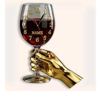 JLSKCN Orologio da Parete Personalizzato a forma di Bicchiere da Vino con Nome, Decorazione da Parete in Acrilico 2D, Decorazione per la festa del papà, Regalo Personalizzato per Papà, Uomo