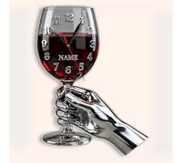 JLSKCN Orologio da Parete Personalizzato a forma di Bicchiere da Vino con Nome, Decorazione da Parete in Acrilico 2D, Decorazione per la festa del papà, Regalo Personalizzato per Papà, Uomo