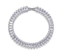 JLTPH Bracciale Tennis Uomo Acciaio Titanio - Bracciale A Catena Hip Hop CZ Cubic Zirconia per Donne E Uomini, Regali di Gioielleria Unisex in Acciaio Inox(White_19CM)