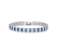 JLTPH Bracciale Tennis Uomo Acciaio Titanio - Bracciale A Catena Hip Hop CZ Cubic Zirconia per Donne E Uomini, Regali di Gioielleria Unisex in Acciaio Inox(Blue+White_15CM)