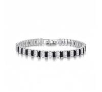 JLTPH Bracciale Tennis Uomo Acciaio Titanio - Bracciale A Catena Hip Hop CZ Cubic Zirconia per Donne E Uomini, Regali di Gioielleria Unisex in Acciaio Inox(Blackwhite_15CM)