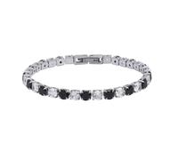 JLTPH Bracciale Tennis Uomo Acciaio Titanio - Bracciale A Catena Hip Hop CZ Cubic Zirconia per Donne E Uomini, Regali di Gioielleria Unisex in Acciaio Inox(4MM Blackwhite_21CM)