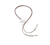 JLTPH Collana Boho Flower da Donna - Cordoncino in Finta Pelle Scamosciata con Pendente Floreale Vintage E Ciondolo A Forma di Piuma, Collana A Strati in Stile Hippie Festival(Coffee)