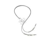 JLTPH Collana Boho Flower da Donna - Cordoncino in Finta Pelle Scamosciata con Pendente Floreale Vintage E Ciondolo A Forma di Piuma, Collana A Strati in Stile Hippie Festival(Grigio)
