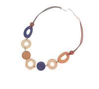 JLTPH Collana Boho in Legno per Donna - Pendente con Disco in Legno Intrecciato Realizzato A Mano, Catena Minimalista E Massiccia, Gioiello retrò Y2K da Indossare A Strati(Blu)