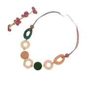 JLTPH Collana Boho in Legno per Donna - Pendente con Disco in Legno Intrecciato Realizzato A Mano, Catena Minimalista E Massiccia, Gioiello retrò Y2K da Indossare A Strati(Green)