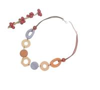 JLTPH Collana Boho in Legno per Donna - Pendente con Disco in Legno Intrecciato Realizzato A Mano, Catena Minimalista E Massiccia, Gioiello retrò Y2K da Indossare A Strati(Grigio)