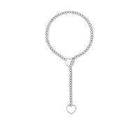 JLTPH Collana con Cuore Gotico E Lucchetto per Donna - Girocollo Punk in Acciaio Inossidabile con Catena Cubana, Collana con Chiave Dell'amore dal Design Audace Y2K Girocoll(Silver)
