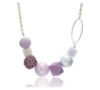 JLTPH Collana con Perline in Legno Colorate per Donna - Pendente Geometrico con Catena Grossa, Gioielli dai Colori Vivaci in Stile Y2K, Accessorio Estivo Divertente E di Tendenza.(Purple)