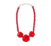 JLTPH Collana Coreana con Fiori per Donna - Pendente con Fiore in Acrilico Rosso E Catena Lunga, Gioielli Moda Y2K, Graziosa Collana da Indossare in Primavera E in Estate(Rosso)