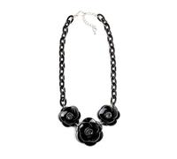 JLTPH Collana Coreana con Fiori per Donna - Pendente con Fiore in Acrilico Rosso E Catena Lunga, Gioielli Moda Y2K, Graziosa Collana da Indossare in Primavera E in Estate(Nero)