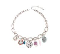 JLTPH Collana Hip Hop da Donna - Pendente Rotondo Vintage con Catena Cubana Spessa, Gioielli Streetwear Y2K, Accessorio Audace E di Tendenza(WhiteK)