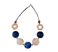 JLTPH Collana Intrecciata Boho da Donna - Pendente A Disco in Acrilico Effetto Rattan, Accessorio di Tendenza dai Colori Vivaci in Stile Y2K, Catena Leggera da Indossare in Estate(Blu)