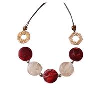JLTPH Collana Intrecciata Boho da Donna - Pendente A Disco in Acrilico Effetto Rattan, Accessorio di Tendenza dai Colori Vivaci in Stile Y2K, Catena Leggera da Indossare in Estate(Rosso)