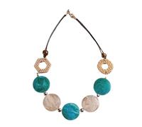 JLTPH Collana Intrecciata Boho da Donna - Pendente A Disco in Acrilico Effetto Rattan, Accessorio di Tendenza dai Colori Vivaci in Stile Y2K, Catena Leggera da Indossare in Estate(Green)