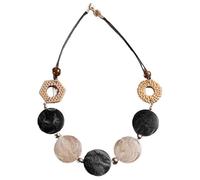 JLTPH Collana Intrecciata Boho da Donna - Pendente A Disco in Acrilico Effetto Rattan, Accessorio di Tendenza dai Colori Vivaci in Stile Y2K, Catena Leggera da Indossare in Estate(Nero)