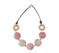 JLTPH Collana Intrecciata Boho da Donna - Pendente A Disco in Acrilico Effetto Rattan, Accessorio di Tendenza dai Colori Vivaci in Stile Y2K, Catena Leggera da Indossare in Estate(Pink)