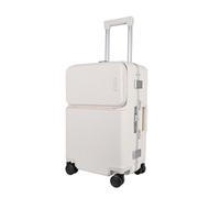 JLY Rövaan Bagagli, Covestro, guscio rigido in policarbonato con rapido accesso frontale, portabicchieri, gancio pad, ruote girevoli, serrature TSA, Bianco caldo, S (55cm), 1 pezzo