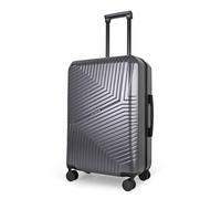 JLY Swirf - Valigia da cabina rigida grigio antracite, piccolo bagaglio con serratura TSA, portabicchieri, ruote girevoli silenziose, interno organizzato per viaggi d'affari