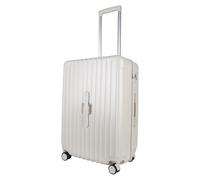 JLY Valigia Leggera Rigida con Ruote Girevoli a 360°, Chiusura TSA e Porta Bevande Integrata - Perfetta per Viaggi e Business (Bianco Avorio, M (66.5cm))