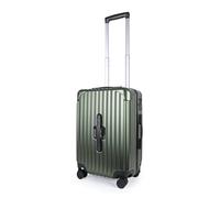 JLY Valigia Leggera Rigida con Ruote Girevoli a 360°, Chiusura TSA e Porta Bevande Integrata - Perfetta per Viaggi e Business (Verde Cacciatore, S (54.5cm))