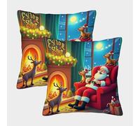 JLZBXCUER Santa Claus Stampa Cuscini Decorative Quadrata Cuscini Letto Set Di 2 Soggiorno, Divano, Letto 50x50cm