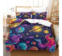 JLZBXCUER Stampa 3D Celestial Body Set Di Biancheria Da Letto 3 Pezzi Set Copripiumino Con Chiusura A Cerniera Per Ragazzi E Ragazze,coppie,camera Da Letto,decorazione Super King（260x220cm）