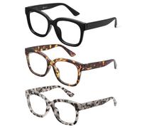 JM 3 Pack Occhiali da Lettura Donna Quadrati Occhiali Luce Blu Computer Occhiali