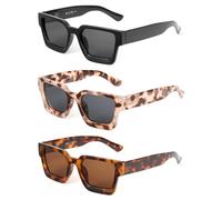 JM 3 Pack Trendy occhiali da sole polarizzati quadrati per gli uomini donne Retro Chunky Rectangle Shades protezione UV400