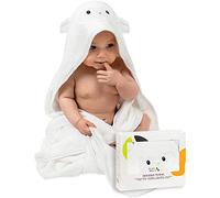 JM Asciugamano con Cappuccio Neonato - Premio, Ipoallergenico Accappatoio Neonato 100% Bambù Organico, 90x90 cm con Confezione Regalo e Salvietta, Asciugamani Neonato Spessi e Assorbenti