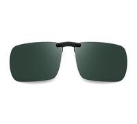 JM Clip Rettangolare Senza Montatura Occhiali da Sole Leggeri da Uomo Polarizzati 60 * 47(Verde Polarizzato)