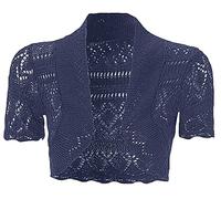 JM CLOTHING K19 Nuovi Bambini Ragazze Manica Corta Cardigan Coprispalle Crochet Maglia Pointelle Bolero Giacca per Abiti, Marina Militare, 9-10 Anni