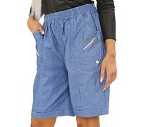 JM CLOTHING SS12 - Pantaloni corti da donna, a tre quarti, morbidi 3/4, elasticizzati, con tasche in vita, pantaloncini estivi taglie forti, Denim (Pantaloncini), 44