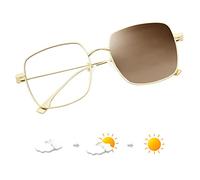 JM Fotocromatico Occhiali di Blocco Della Luce Blu per Donna, Occhiali di Computer Quadrati Oversize Marrone