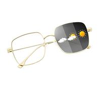 JM Fotocromatico Occhiali di Blocco Della Luce Blu per Donna, Occhiali di Computer Quadrati Oversize Grigio