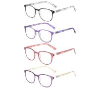 JM Occhiali da Lettura e Presbiopia. Resistenti e Confortevoli con un Design Unico. Per Donna e Uomo. +1.25 [Confezione di 4 - Colori Misti]