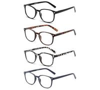 JM Occhiali da Lettura Quadrati Resistenti e Confortevoli con un Design Unico. Per Donna e Uomo. +2.75 [4 Pack Colori Misti]