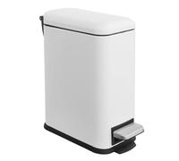 JM ·YIPENG, Pattumiera da bagno con coperchio, 5 litri, sottile, in acciaio inox, con secchio interno rimovibile, ideale per bagno, camera da letto e ufficio in casa, bianco