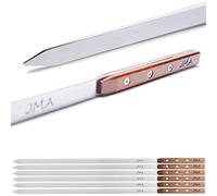 JMA® Spiedini da barbecue Noble (6 pezzi) in acciaio inox - ideale per l'uomo - Spiedini extra lunghi per il barbecue (53 cm) - Manico in legno di faggio - Fatto a mano in Germania