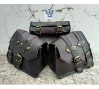 JMB ® Borsa da sella per moto in pelle nera borse laterali confezione da 3 bo...