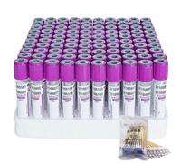 JMbpkduHs 100 Pezzi Provetta per Prelievo di Sangue sotto Vuoto, Provette in Vetro Edta K2 da 2 Ml/5 Ml/10 Ml con Tappo a Vite Viola per Laboratorio,10ml