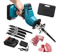 JMbpkduHs Sega Elettrica per Ossa, Seghe Alternative per Carne Senza Fili, Potente Kit Sega Manuale, Luce LED + Scatola Portaoggetti, Motore Brushless, per Taglio di Legno E Metallo,48v