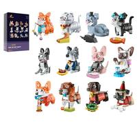 JMBricklayer 20138 Regalo per feste per bambini, giocattoli da costruzione, 12 mini cassette per cani e gatti per adulti, set di mattoncini per feste di compleanno per bambini da 8 a 12 anni