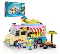 JMBricklayer City - Modellino di auto del ghiaccio con luce e 3 mini personaggi, gioco di ruolo con cibo, giocattolo da collezione, regalo per ragazze e adulti dai 14 anni in su