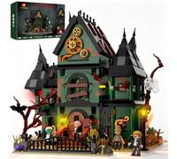 JMBricklayer Haunted House Building Set con luci, 4 figure | Illuminazione integrata, 4 figure a tema, stanze nascoste e dettagli steampunk: un modello gotico di casa infestata