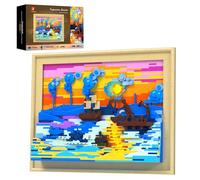 JMBricklayer Impression Sunrise Building Set per adulti, blocchi artistici con cornice 3D, kit di decorazione da parete a LED, regalo per la festa della mamma