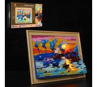 JMBricklayer Impression Sunrise Building Set per adulti - Kit di blocchi artistici luminosi di alta qualità con display artistico da parete incorniciato, elegante decorazione per la casa e regalo da